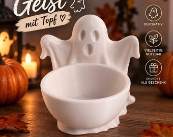 Spook met kom – Halloween decoratie spook | Kleine opbergkom | 3D-geprinte herfstdecoratie