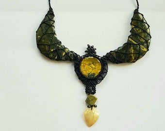 Jade Macrame Necklace/ Macrame Wrapped Pendant/ Macrame Stone Cradle / Macrame Stone Pendant/ Macrame Ethnic necklace