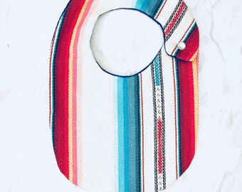 Serape Baby Bib White with Pacifier, Mexican