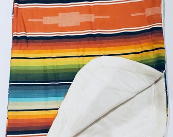 Rust Serape Baby Blanket, Mexican