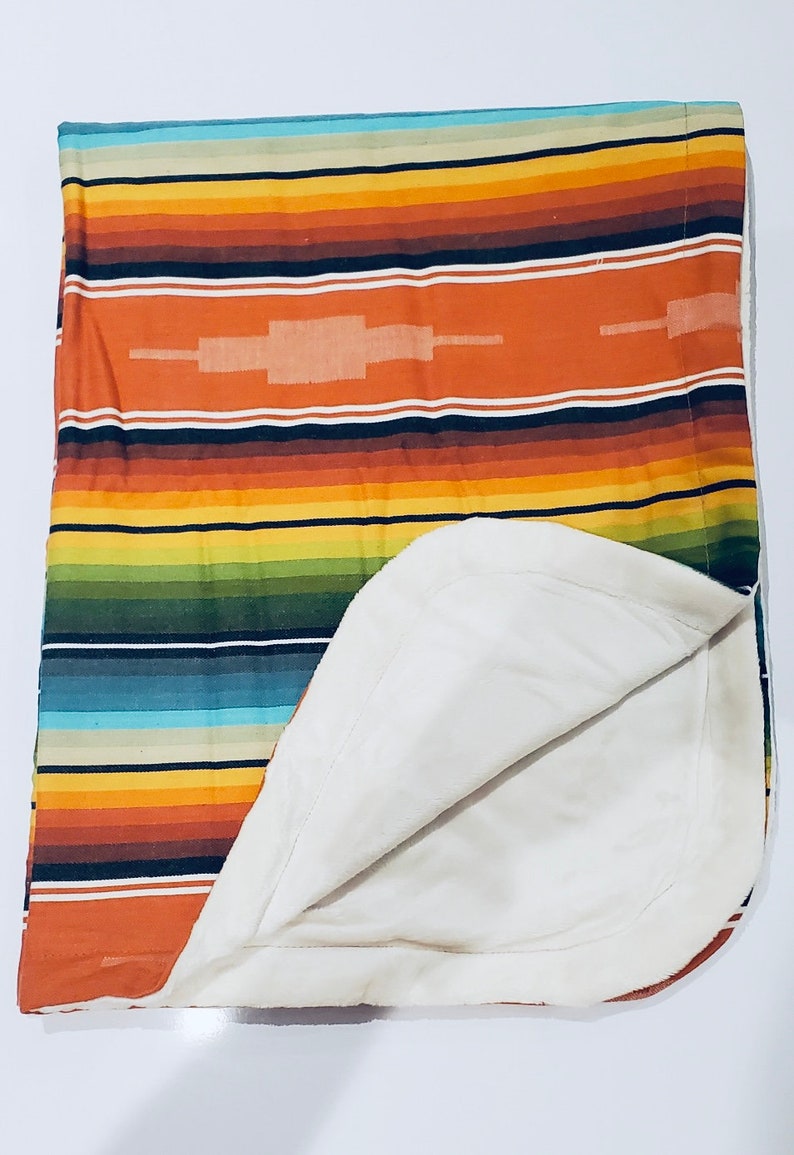 Rust Serape Baby Blanket, Mexican image 1