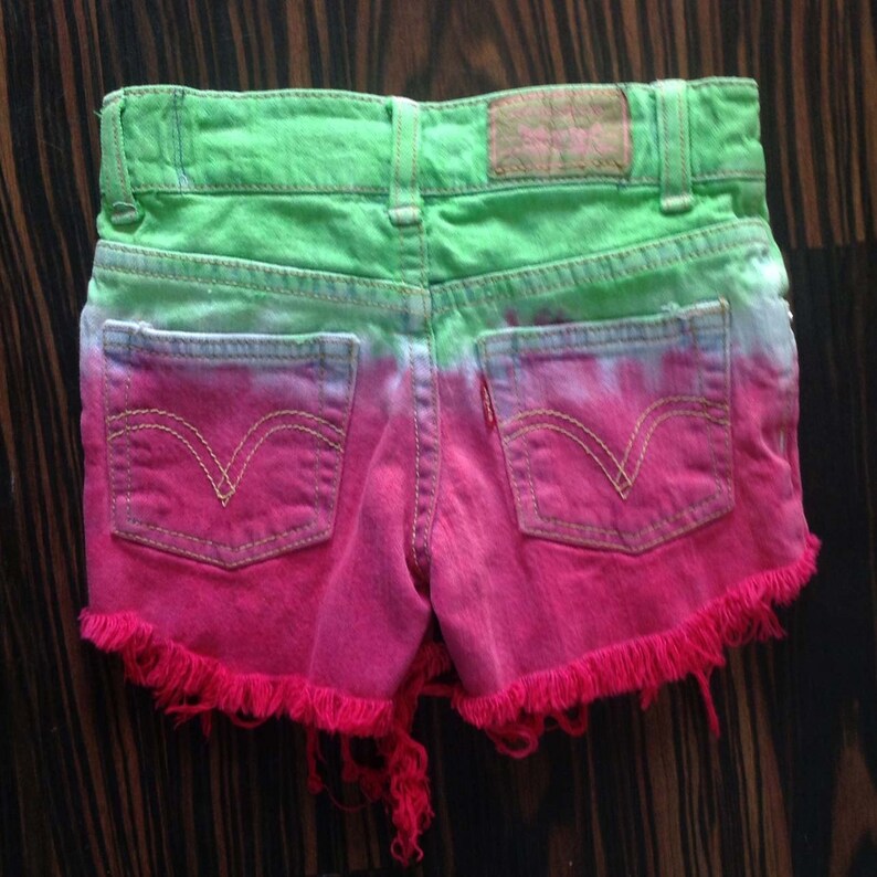 Kids high waisted shorts Watermelon Ombre Dyed Coachella | Etsy