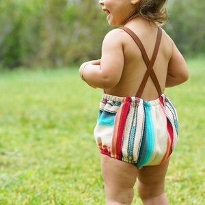 White Serape Baby Romper, First Birthday image 3