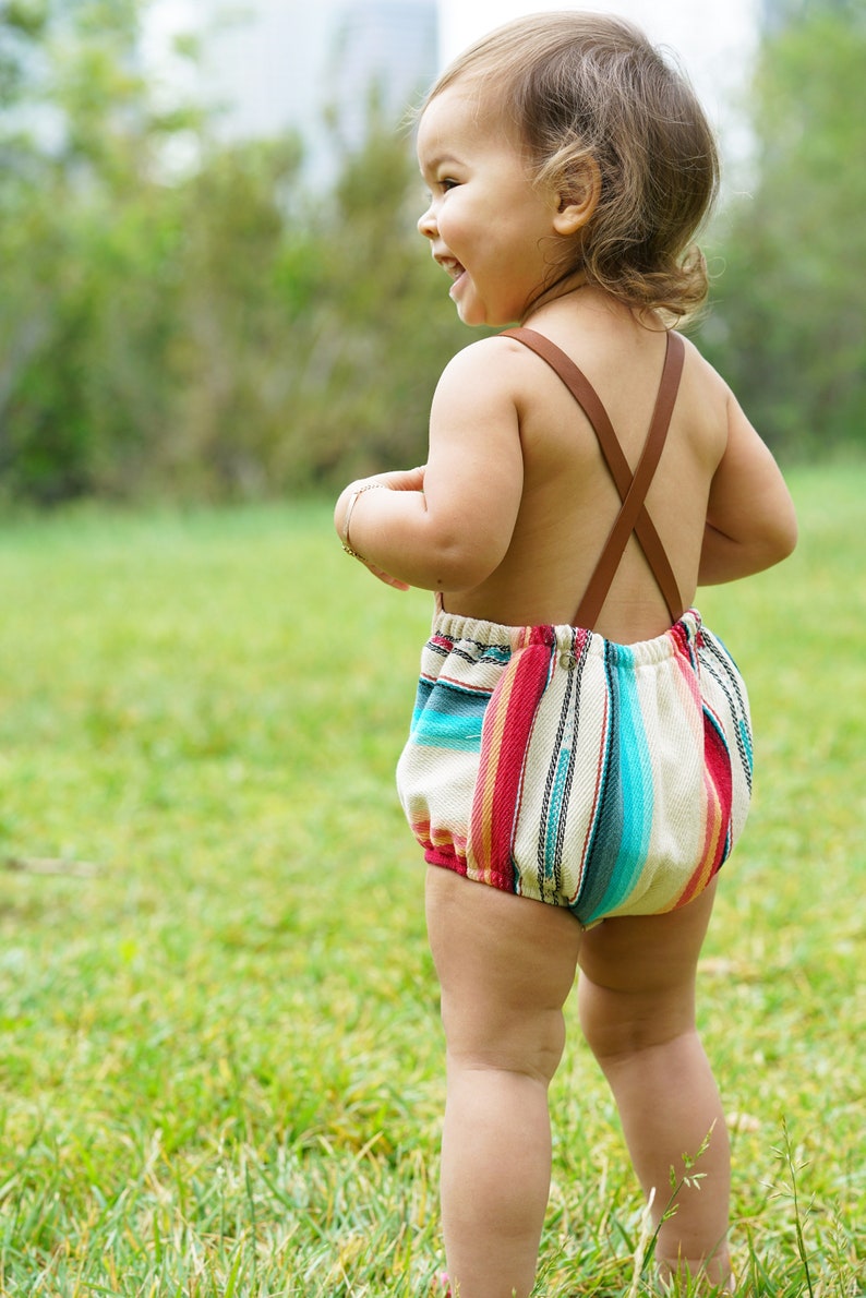 White Serape Baby Romper, First Birthday image 3