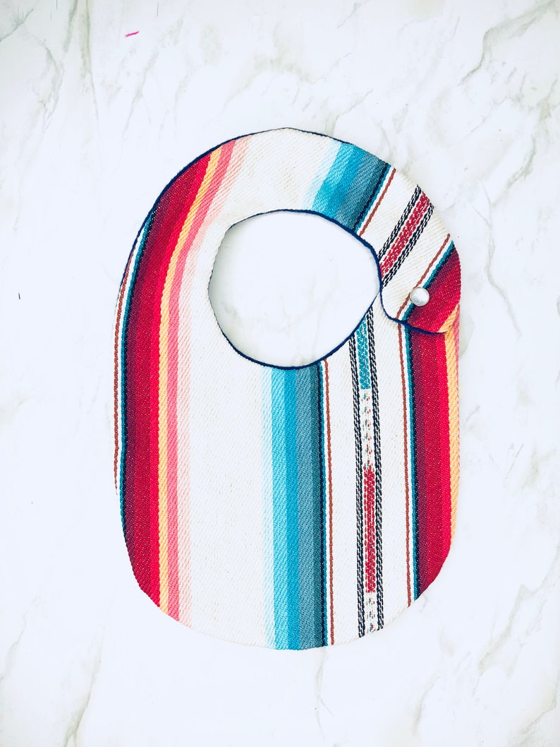 Mexican Serape Baby Bib White