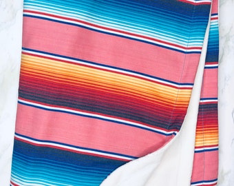 Coral Serape Baby Blanket, Mexican