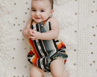 Black Serape Baby Romper, Mexican Zerape, My first fiesta, My first rodeo