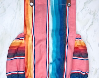 Coral Serape Baby Romper, Mexican Zerape