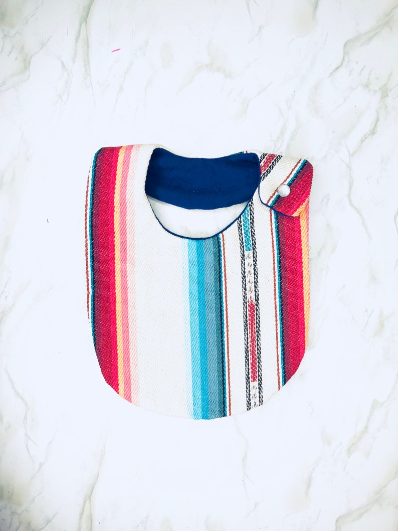 Mexican Serape Baby Bib White