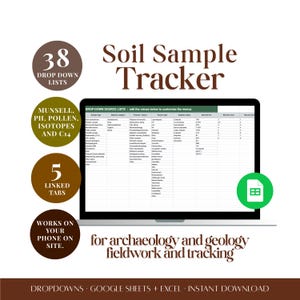 Archaeology Sample Tracker Google Sheets | Excavation Soil Rock / Finds Recording Spreadsheet | Field Lab & Specialist Log | Download