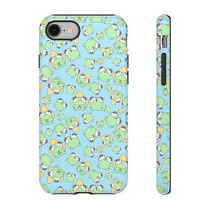 Frog Pattern Tough Case | Cute Green Frogs, Blue Background Phone Case