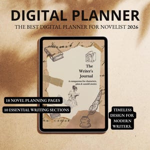 Digital Planner  | 2026 Digital planner  | Novel Writing Planner PDF | Writer's Journal | Character Profile Template | Plot Planner |