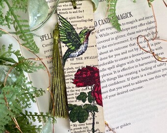 Hummingbird Bookmark, Witch Bookmark, Bookmark, Phases of the Moon, Witchy Bookmark, Wiccan Jewelry, Coven Jewelry, Witch Supplies