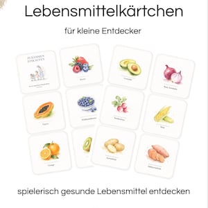 Carte alimentari, carte per la spesa per bambini | 57 carte didattiche su frutta, verdura e alimenti | Montessori | PDF stampabile | Valore educativo