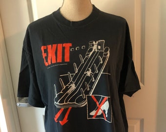 Vintage RARE Avirex 80s Exit Airplane Evacuation Tshirt