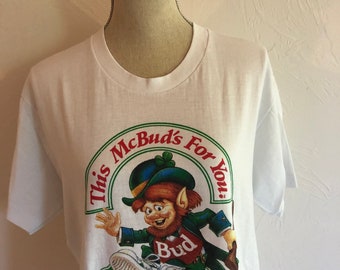 RARE Vintage Chadwick Park Budweiser Beer Boston St Patricks Day 1989 Tshirt