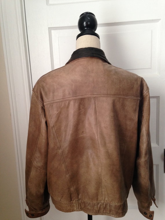 古着 90s USA製 Reed Sportswear　ライダースジャケット 1950s Vintage REED SPORTSWEAR MEN Leather Jacket XL Brown