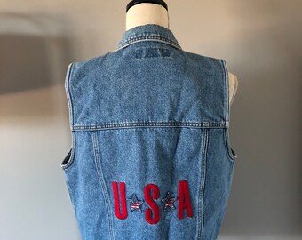 Vintage USA 90s Denim LA Blues Vest