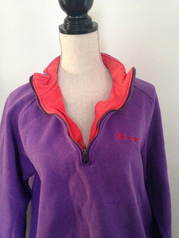 Vintage Champion 3/4 Zip Neon Sweatshirt