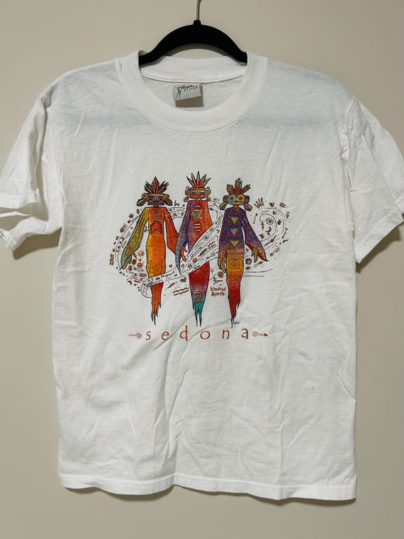 T-shirt Vintage Années 90 Sedona Motifs Tribaux Amérindiens - Turquoise - Fruit Of The Loom Taille L