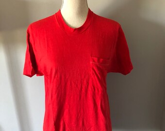 Vintage 80s Red Pocket Tshirt