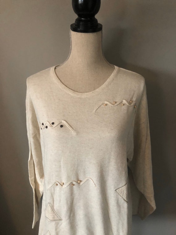Vintage 80s Cream and Beaded Sweater