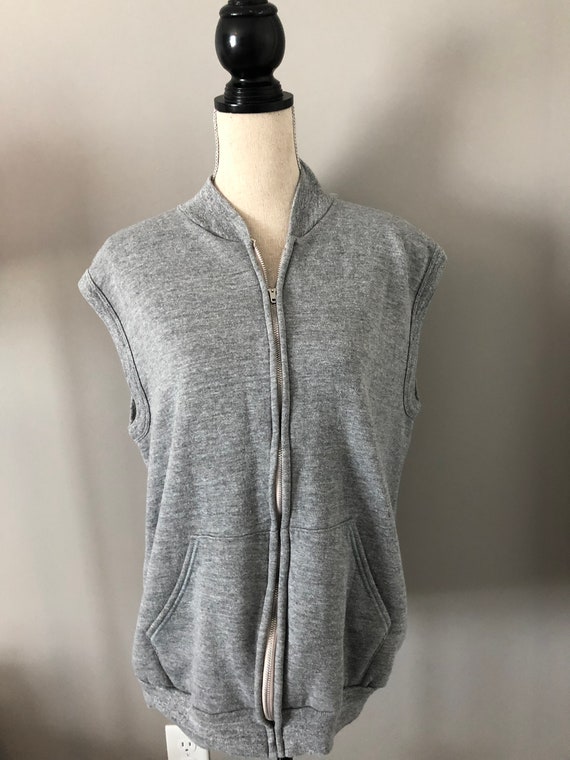 Vintage Gray Zip Up 80s Vest