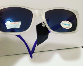 Vintage 90s Purple and Clear Wayfarer Sunglasses DEADSTOCK