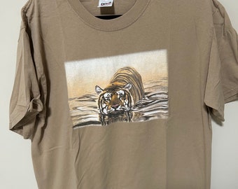 Camiseta vintage rara de tigre, leopardo y guepardo de los años 90