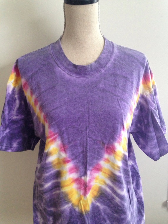 Vintage Purple V- Tie Dye 90s Tshirt - image 1