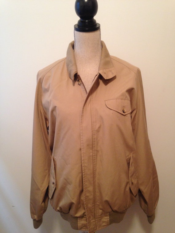 Vintage 80s Plaid Lined Tan Jacket - image 1