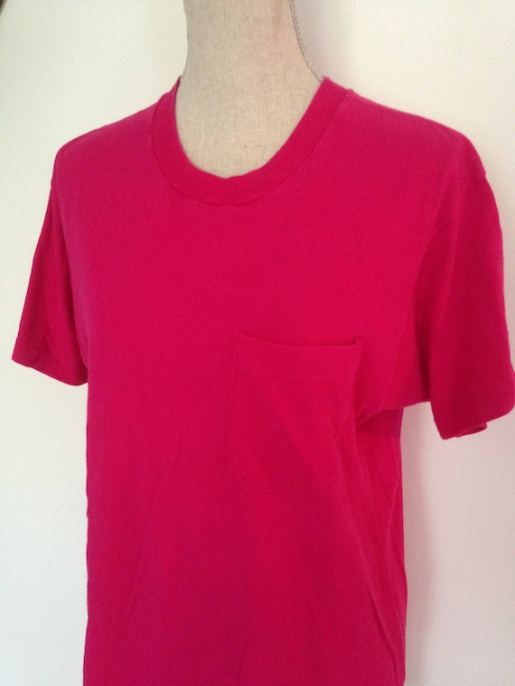 Vintage Hot Pink 80s Pocket Tshirt