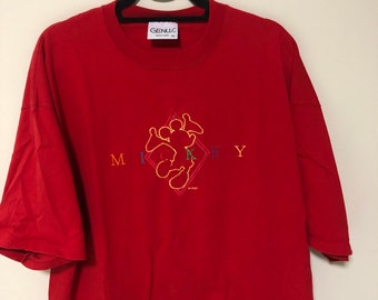 Camiseta vintage de Disney con bordado de Mickey Mouse de los años 90
