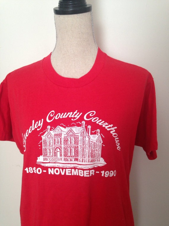 Vintage Greeley County Courthouse Kansas 1990 Tshirt