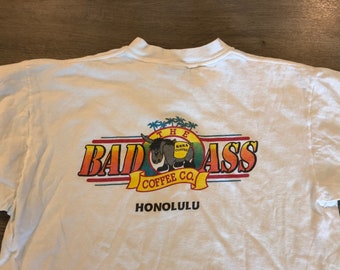 Vintage Bad Ass Kona Coffee Honolulu Hawaii Crazy Shirts 90s Tshirt