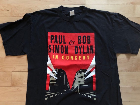 Vintage Paul Simon and Bob Dylan 1990 Concert Tshi