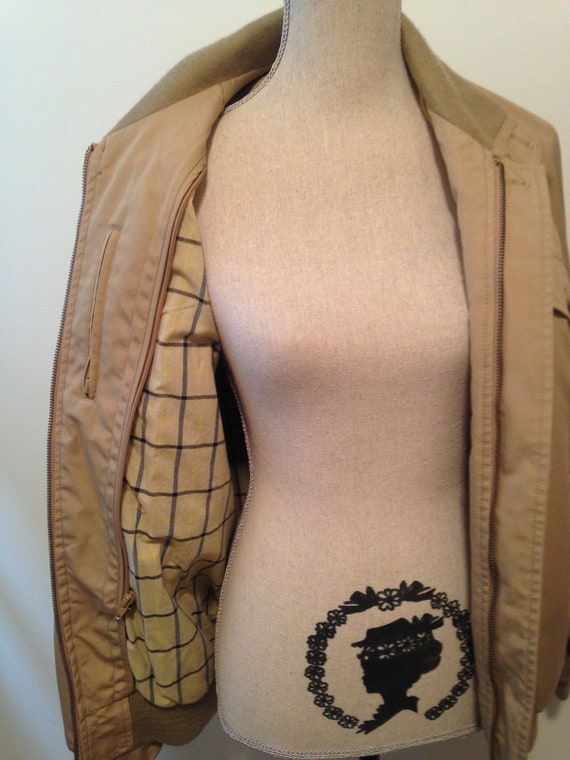 Vintage 80s Plaid Lined Tan Jacket - image 2