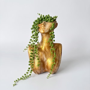 Handmade Female Bust Planters | Hand-Painted Plaster Succulent Pots | Modern Art Planters | Mini Cactus Pots | Unique Home Decor