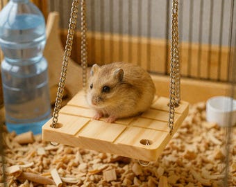 小動物用木製ブランコハーネス｜おしゃれな木製ハムスターブランコ｜ハムスターのおもちゃ – ハンドメイド