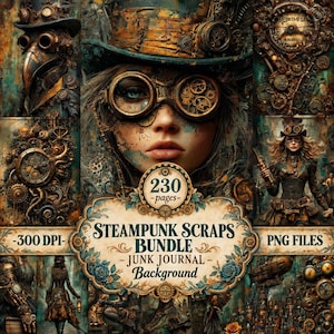 Steampunk skräpjournalkit vintage industriella kugghjul ephemerapapper (digital nedladdning)