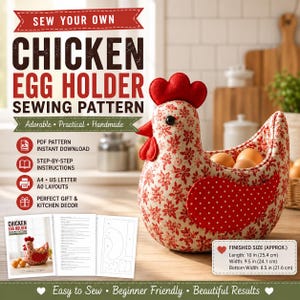 Chicken Egg Holder Sewing Pattern | Fabric Hen Basket Tutorial (PDF Download)