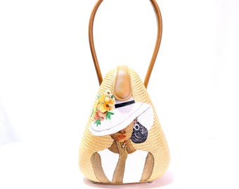 Handwoven Buri Hand Painted Portrait Handbag | DALAGA Kisses | Wearable Art