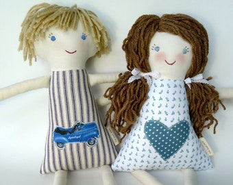 Brother Sister, Set of 2 Custom Rag Dolls, Cloth Doll, Waldorf Siblings