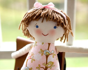 Newborn Cloth Doll, Short Hair Rag Doll, Waldorf, Handmade Personalized, Charlotte