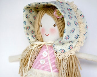 Handmade Cloth Doll, Waldorf Rag Doll, Vintage Lace, Florence