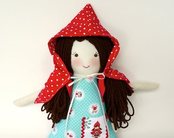 Little Red Riding Hood Rag Doll, Cloth Doll, Riley Blake, Woodland Fox Nursery, Custom Personalize