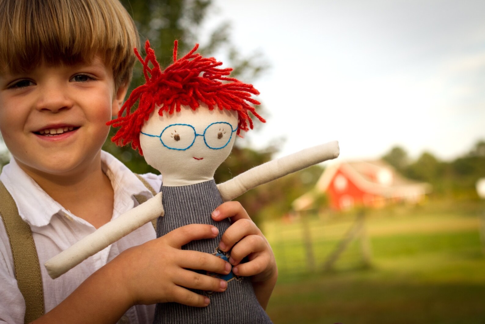 Red Haired Boy Rag Doll With Glasses Waldorf Cloth Doll Hot Etsy