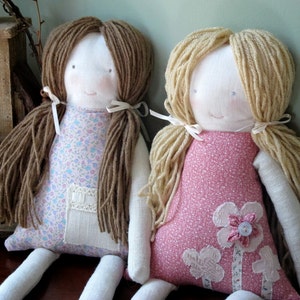 Sisters Set of 2 Custom Rag Dolls, Cloth Doll, Waldorf Siblings