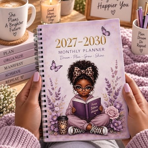 Monthly Planner 2027-2030, Spiral-Bound Purple Floral Butterfly Cover