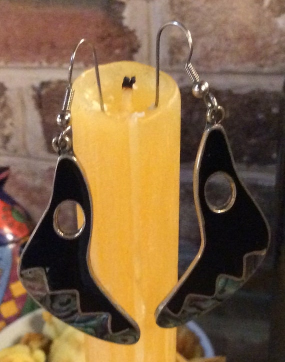 Dramatic Vintage Handmade Mexico Abalone and Silv… - image 5